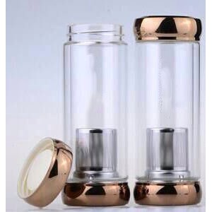 Dual Lid Glass Double wall tumbler